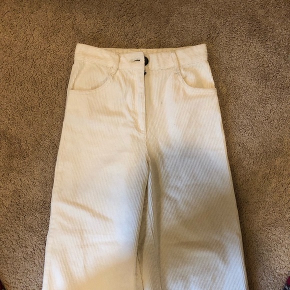 H&M White corduroy wide leg flare pants jeans sz 2 - Picture 6 of 8